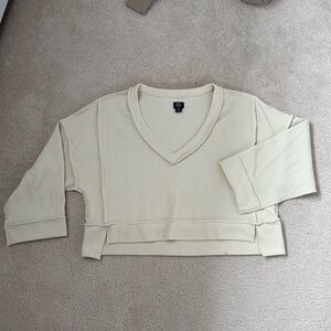 BDG Cream V-Neck Sweater with Boxy Cut